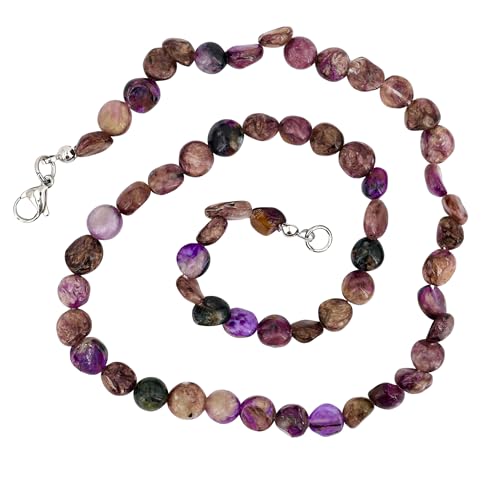 Taddart Minerals – Lila Nugget Halskette aus dem natürlichen Edelstein Charoit mit 45cm Länge – handgefertigt von Generisch