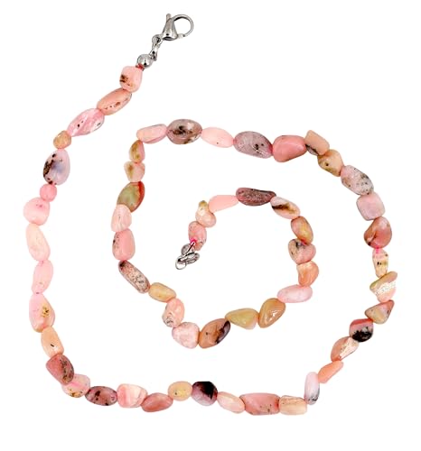 Taddart Minerals – Rosa Nugget Halskette aus dem natürlichen Edelstein Andenopal mit 45cm Länge – handgefertigt von Generisch