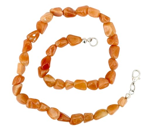 Taddart Minerals – Rote Nugget Halskette aus dem natürlichen Edelstein Aventurin mit 45cm Länge – handgefertigt von Generisch