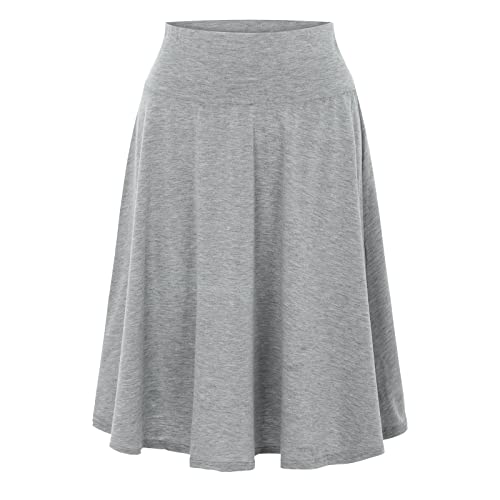 Täglich Lang Elegant Röck Einfarbig Lockere Damenrock Lässig A Linie Halbrock Für Damen Mit Hohe Bund Elastisch Taille Halber Rock High Waist Midi Elegante Freizeitrock Langes Röcke (Grau, XL) von Generisch