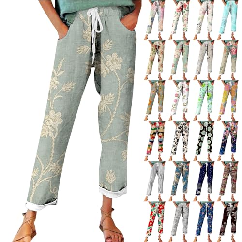 Tagesangebote Heute Mein Bestellung Sommerhose Damen Leicht, Leinenhose Damen Sommer Große Größen, Bequeme Freizeithose Lang Linen Pants High Waist Stoffhose Leinen Hosen Damen Sale Angebote von Generisch