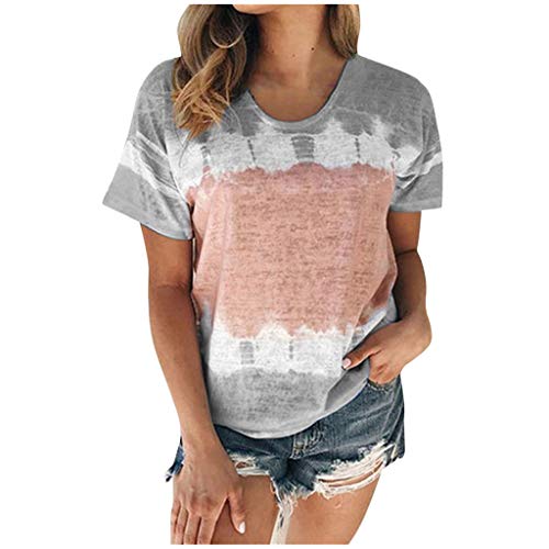 Damen-Tagesanzug mit sexy Druck, Sommer, reguläres Top, Dschungel-Top, Damen, Farbverlauf, Rundhalsausschnitt, kurze Bluse, weißes T-Shirt für Damen, bauchfrei, mit Tasche, Grau, Größe 5XL, grau, 54 von Generisch