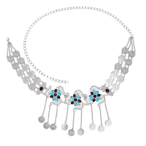 Taillengürtel mit arabischer französischer Münze für Damen, mit geschnitzten Blumen, für Urlaub, Party und Brautschmuck, Einheitsgröße, Metall Metall Exotisch von Generisch