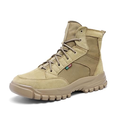 Taktische Wanderschuhe für Herren, leicht, bequem, Kampfstiefel, Arbeitsstiefel, 15,2 cm, sand, 42 2/3 EU von Generisch
