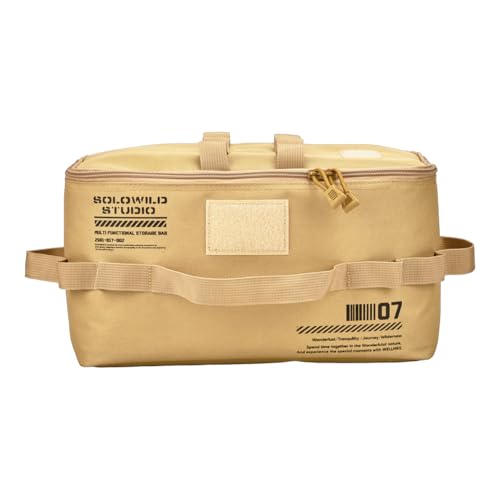 Tank Stove Canister Pot Carry Bag Large Capacity Travel Tableware Handbag Multifunctional Outdoor Cookware Organizer for Outdoor Hiking Picnic, khaki von Generisch