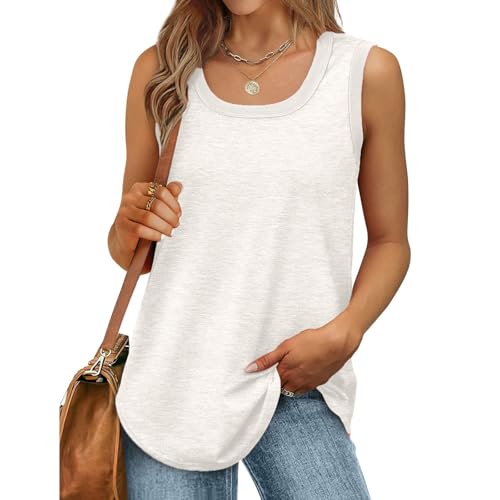 Tank Top Damen Baumwolle Oberteile Sommer Ärmellose Trägershirt Sport Passform T Shirt Tops Locker Lässig Einfarbig Weste Tanktops Sommertops Tanktops Frauen Ärmellos Tanktop Große Größen von Generisch