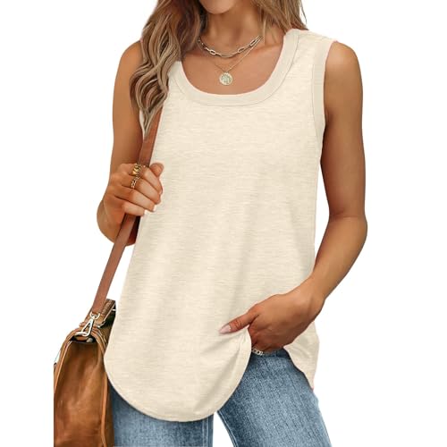 Tank Top Damen Baumwolle Oberteile Sommer Ärmellose Trägershirt Sport Passform T Shirt Tops Locker Lässig Einfarbig Weste Tanktops Sommertops Tanktops Frauen Ärmellos Tanktop Große Größen von Generisch