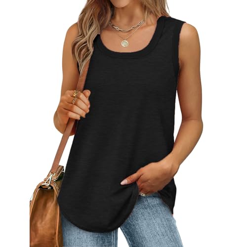 Tank Top Damen Baumwolle Oberteile Sommer Ärmellose Trägershirt Sport Passform T Shirt Tops Locker Lässig Einfarbig Weste Tanktops Sommertops Tanktops Frauen Ärmellos Tanktop Große Größen von Generisch