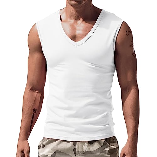 Tank Top Herren Sommer, Schnell Trocknende 3XL Baumwolle Achselshirts Muskelshirts Fitness Ärmelloses Sport Sportshirt Funktionsshirt Atmungsaktiv Große Größen Lässig Reiten Unterhemd Tank Top von Generisch