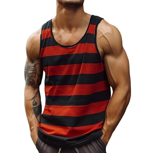Tank Top Herren Sport Unterhemd Herren, Gestreiftes Farbig Weste Fitness Jogging Sports Trainingsshirt Leichtes Bequeme Achselshirts Ärmellos Sommerhemd Sleeveless Rundhals Luftig Muskelshirt Tank Top Herren Sport Unterhemd Herren, Gestreiftes Farbig Weste Fitness Jogging Sports Trainingsshirt Leichtes Bequeme Achselshirts Ärmellos Sommerhemd Sleeveless Rundhals Luftig Muskelshirt von Generisch