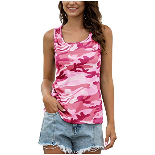 Tank-Tops für Damen, Camouflage, ärmellos, leicht, schnell trocknend, Sommer, quadratischer Ausschnitt, T-Shirt, lässig, Urlaub, Weste, Hemden, atmungsaktiv, schmale Tankblusen für den täglichen von Generisch