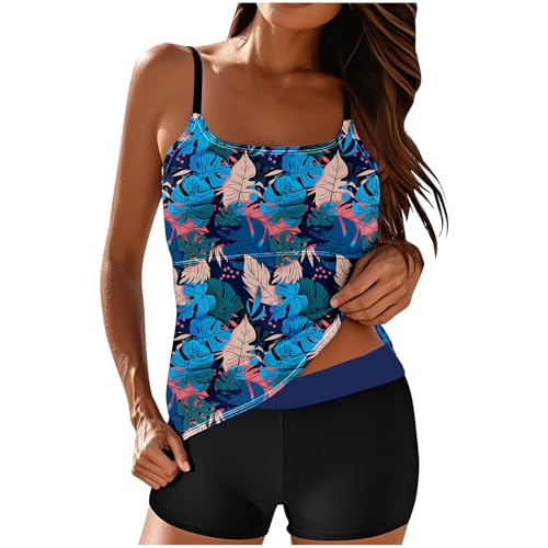 Tankini Damen Set Zweiteilig Tankinis für Damen Bauchweg Bademode Freizeit Badeanzug High Waist Tankini Sommer Elegant Badeanzüge Oberteil mit Badeshorts Schwimmanzug Badebekleidung Strandmode von Generisch