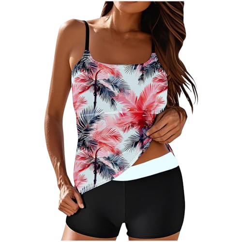 Tankini Damen Set Zweiteilig Tankinis für Damen Bauchweg Bademode Freizeit Badeanzug High Waist Tankini Sommer Elegant Badeanzüge Oberteil mit Badeshorts Schwimmanzug Badebekleidung Strandmode von Generisch