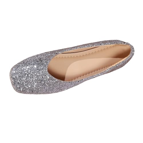 Tanzschuhe Damen Flach Glitzer Ballettschuhe Pailletten Ballerinas Flach Partyschuhe Hochzeit Brautjungfernschuhe Klassische Slipper Low Top Schuhe rutschfest Brautschuhe von Generisch