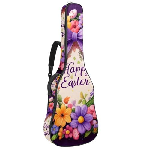 Tasche für Akustikgitarre, groß, universal, passend für 40/41/42 Zoll für Mann und Frau, wasserdichte Gigbag, lila Happy Easter Wreath, mehrfarbig, 42.9x16.9x4.7 in, Gitarrentasche von Generisch