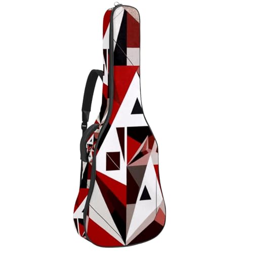 Tasche für Akustikgitarre, groß, universal, passend für 40/41/42 Zoll für Mann und Frau, wasserdichte Gitarren-Gigbag mit Schwamm-Schutzschicht, Rot Abstrakt, geometrisch, mehrfarbig, 42.9x16.9x4.7 von Generisch