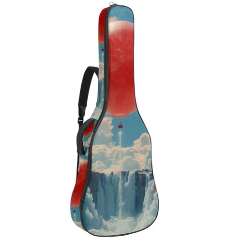 Tasche für Akustikgitarre, groß, universal, passend für 40/41/42 Zoll für Mann und Frau, wasserdichte Gitarren-Gigbag mit Schwammschutzschicht, rotes Heißluftballon-Muster, mehrfarbig, 42.9x16.9x4.7 von Generisch