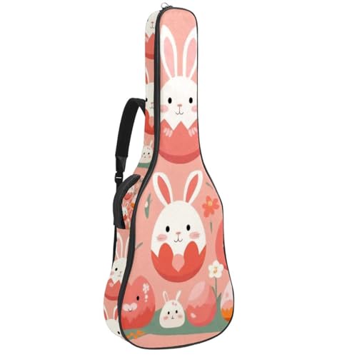 Tasche für Akustikgitarre, groß, universal, passend für 40/41/42 Zoll für Mann und Frau, wasserdichte Gitarren-Gigbag mit gepolstertem Schutz, mehrere Taschen, Gitarren-Rucksack, rosa Osterhasenei, von Generisch