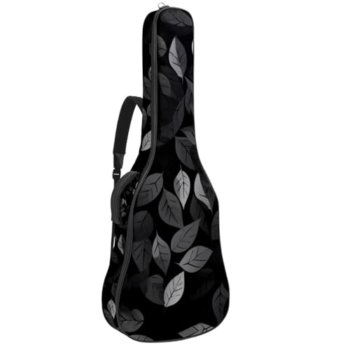 Tasche für Akustikgitarre, groß, universal, passend für 40/41/42 Zoll für Mann und Frau, wasserdichte Gitarren-Gigbag mit schützender Schwammschicht, mehrere Taschen, schwarzes Blattmuster, von Generisch