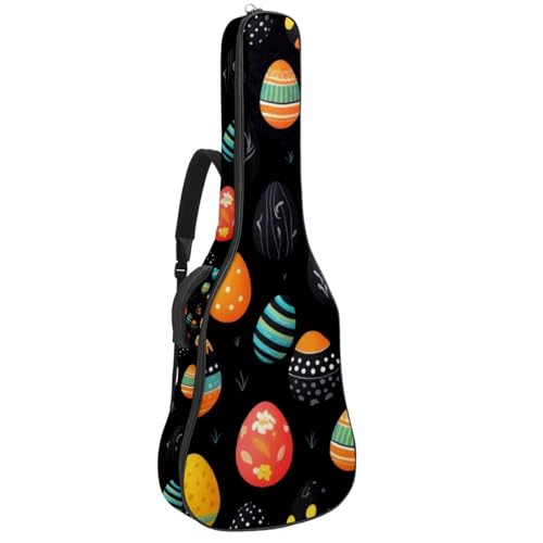 Tasche für Akustikgitarre, große Universal-Gitarrenkoffer passend für 40/41/42 Zoll für Mann Frau, wasserdichte Gitarren-Gigbag mit Schwammschutzschicht, Ostereier schwarz, mehrfarbig, 42.9x16.9x4.7 von Generisch