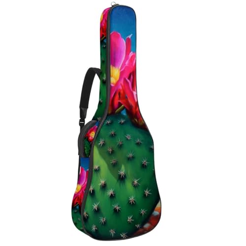 Tasche für Akustikgitarre, große Universal-Gitarrenkoffer passend für 40/41/42 Zoll für Mann Frau, wasserdichte Gitarren-Gigbag mit Schwammschutzschicht, rosa Kaktusblumen, mehrfarbig, 42.9x16.9x4.7 von Generisch