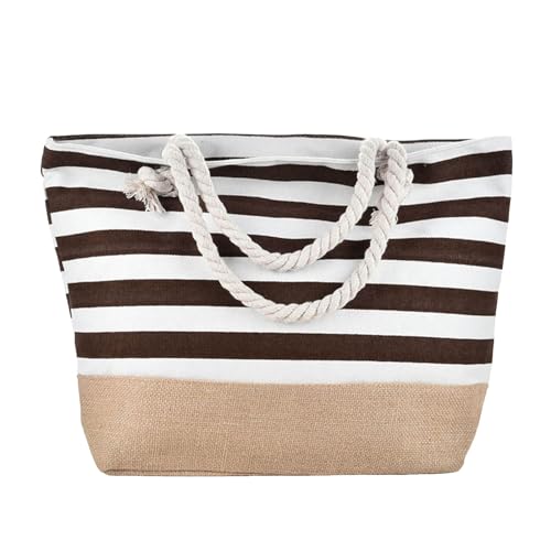 Taschen Halterung Strandtasche Damen Strandtasche Familien-Strandtasche Strandtasche Reißverschluss Handtasche Und Sanddicht Geeignet Für Strand Reisen Pool Fitnessstudio Funkgerät (Coffee, One Size) von Generisch