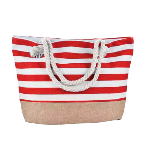 Taschen Halterung Strandtasche Damen Strandtasche Familien-Strandtasche Strandtasche Reißverschluss Handtasche Und Sanddicht Geeignet Für Strand Reisen Pool Fitnessstudio Funkgerät (Red, One Size) von Generisch
