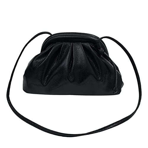 Taschen Umhängetaschen Damen-Umhängetasche, Clutch, Clutch, große Kapazität, plissierte Tasche, einzelne Schulter Umhängetaschen 20 L (Black, One Size) von Generisch