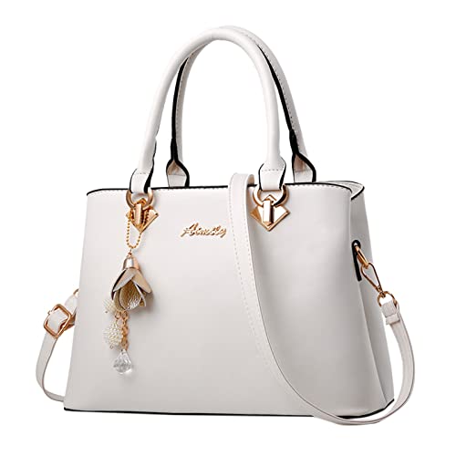 Taschen Wärmekissen Kinder Damen-Einkaufstasche, modische Handtaschen, Damen-Geldbörse, Umhängetasche, Umhängetasche, Ledertasche für Damen Sporthose Herren Kurz Mit Reißverschluss (White, One Size) von Generisch