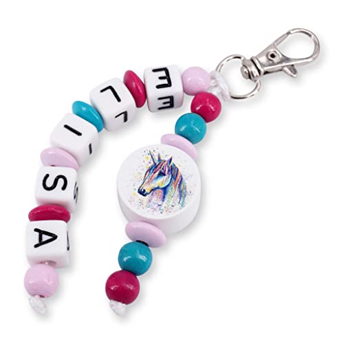 Taschenanhänger Schlüsselanhänger EINHORN Regenbogen mit Namen Mädchen Geschenk personalisiert Geburtstag Einschulung Kita Tasche Schule Ranzen von Generisch