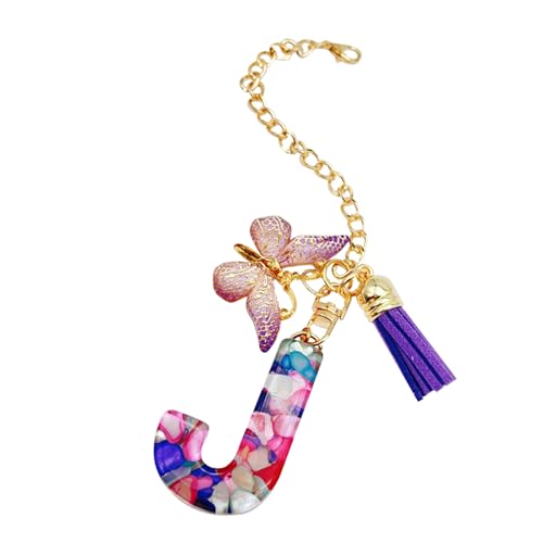 Tassen-Charm, Buchstaben-Anhänger mit Schmetterling und Quaste, trendiger, moderner Rucksack-Anhänger, Tassen-Schlüsselanhänger für Mädchen, Schule, Arbeit, Fitnessstudio, Outdoor, Refer to von Generisch