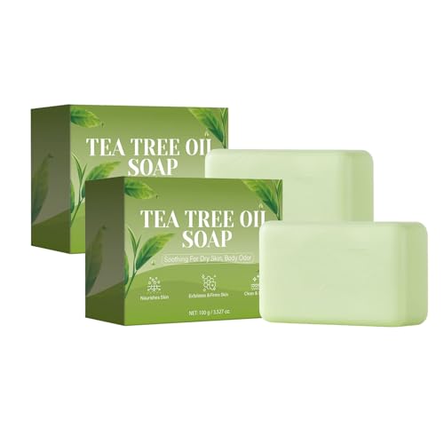 Tea Tree Oil Soap, Loravey Relief Soap Bar, Pflanzliche Formel- Herbal Cleansing Soaps 100g, Geruchskontrolle und Tägliche erfrischende Reinigung, Sanftes Peeling für Männer und Frauen von Generisch
