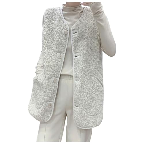 Teddy Fleece Weste Damen Warme Teddy Weste Damen Ärmellos Teddyfleece Jacke Fleece Winterweste Winter Einfarbig Damenwesten Fleeceweste Kurz Teddyjacke Plüsch Westen Lässig Leicht Damenweste von Generisch