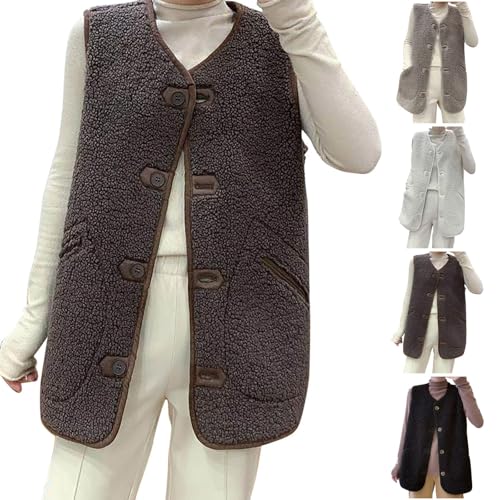 Teddy Fleece Weste Damen Warme Teddy Weste Damen Ärmellos Teddyfleece Jacke Fleece Winterweste Winter Einfarbig Damenwesten Fleeceweste Kurz Teddyjacke Plüsch Westen Lässig Leicht Damenweste von Generisch