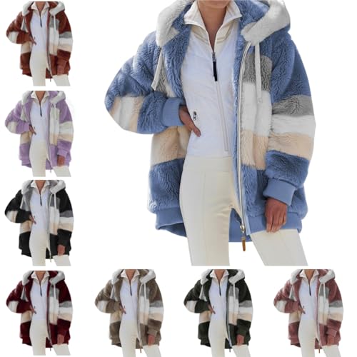 Teddy Jacke Damen, Teddy Fleecejacke Damen - Winterjacke Plüsch Gefüttert Teddyjacke Reißverschluss Flauschig Jacke Fleece Plüschjacke Pullover Große Größen Hoodie Teddyfleece Jacken von Generisch