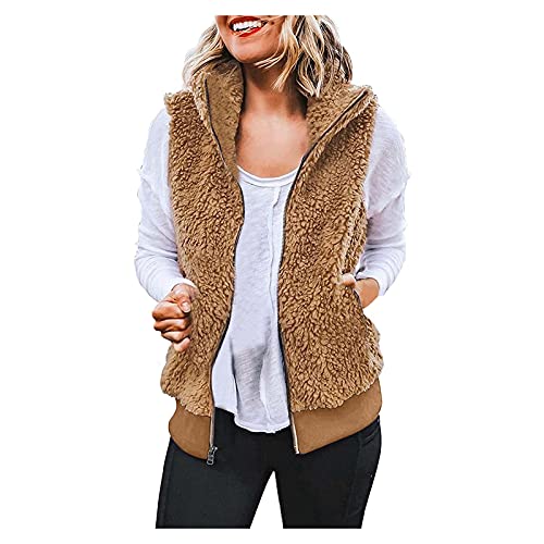 Teddy Weste Damen Kurz - Fleeceweste Damen Ärmellos Kuschelige Flauschjacke Stehkragen Winterweste Mit Reißverschluss Laufweste Mit Taschen Thermojacke Bodywarmer Teddy-Fleece Plüschjacke Gilet Teddy Weste Damen Kurz - Fleeceweste Damen Ärmellos Kuschelige Flauschjacke Stehkragen Winterweste Mit Reißverschluss Laufweste Mit Taschen Thermojacke Bodywarmer Teddy-Fleece Plüschjacke Gilet von Generisch