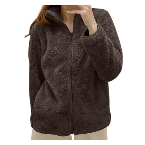 Teddyjacke Damen, Große Größen Winddicht Teddyjacke Leicht Bequem Fleecejacke Gemütlich Langärmlig Winterjacke Sportlich Warm Wanderjacke von Generisch