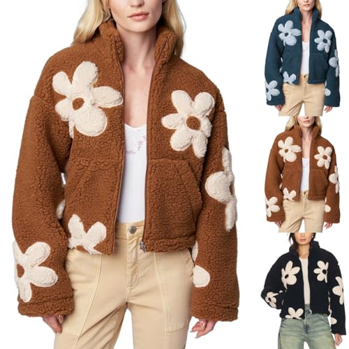 Teddyjacke Damen Winter Teddyfleece Jacke Doppelschieber Reißverschluss Winterjacke Thermal Teddy Wintermantel Fleecejacke Flauschig Plüschjacke Fleecemantel Damenjacke Teddymantel Winterparka Mantel von Generisch