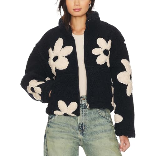 Teddyjacke Damen Winter Teddyfleece Jacke Doppelschieber Reißverschluss Winterjacke Thermal Teddy Wintermantel Fleecejacke Flauschig Plüschjacke Fleecemantel Damenjacke Teddymantel Winterparka Mantel von Generisch