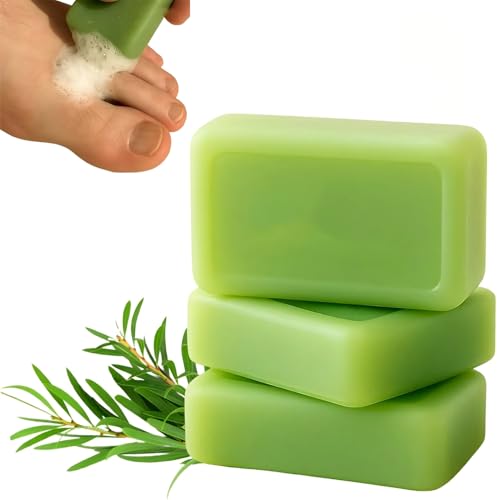 Teebaumöl-Seifenbar 2er-Pack mit Kokosnussöl, natürliche Fuß- und Körperseife zur Geruchsbekämpfung, erfrischende Reinigung für Frauen und Männer (3STK) von Generisch