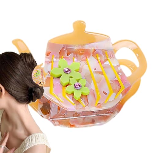 Teekannen-Haarklammern, Teekannen-Haarklammern,Rutschfeste Haarspangen - Starker Haarfang, modische Haarspangen, Haarschmuck für langes Haar von Generisch