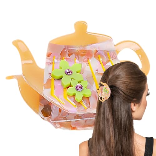 Teekannen-Haarspange, rutschfeste Haarklammern, kleine Clips, starker Griff, Haarschnäpper für Frauen und Mädchen, Haarschmuck für dünnes Haar von Generisch