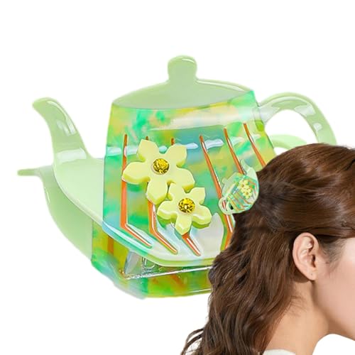 Teekessel-Haarspangen, Teekannen-Haarklammern - Rutschfeste Haarspangen,Starker Haarfang, modische Haarspangen, Haarschmuck für langes Haar von Generisch