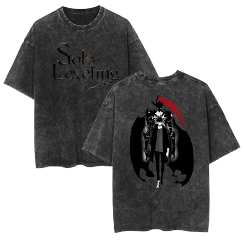 Teen Unisex Solo Leveling T-Shirt – Anime-inspiriertes Kurzarm-T-Shirt für Jungen und Mädchen, schwarz 2, 3XL von Generisch