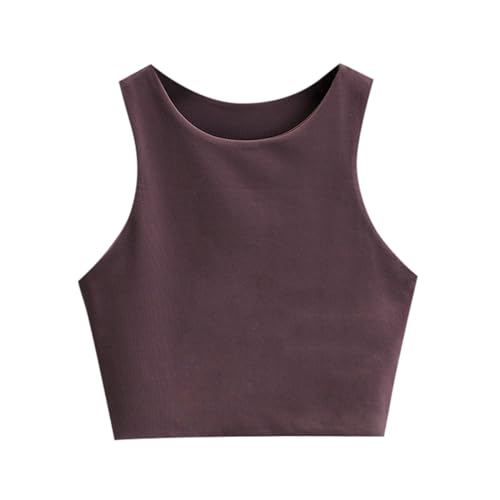 Teenager Mädchen Unterhemd Ärmelloses Crop-Top Baumwolle Kurzes Tanktop mit U-Ausschnitt Hochwertiges Nachhaltiges Unterhemd Basic Top Sportunterwäsche Crop Unterwäsche 11-18 (Brown, 11-12 Years) von Generisch