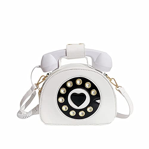 Telefon-geformte Geldbörse, Schultertasche, Umhängetasche, Damen, Retro-Telefon-Tragetasche, Handtasche für Mädchen, Computertasche, Aktentasche, weiß, Einheitsgröße von Generisch