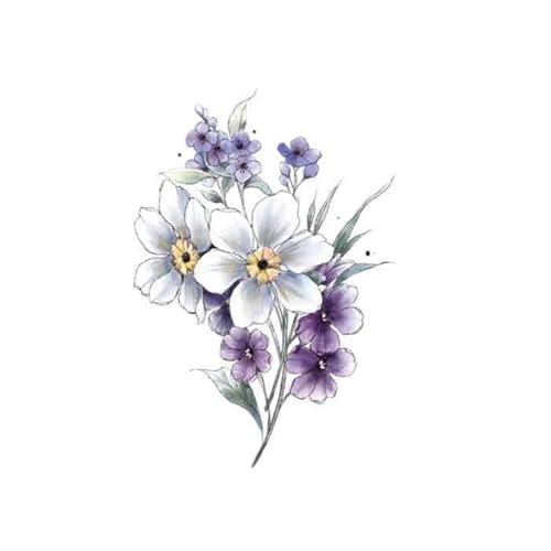 Temporäre Tattoos mit Blumen-Schlüsselbein, dauerhafte handgemalte Aquarell-Wasserfarbe, wasserdicht, für die Schulter, für den weiblichen Arm, frische Fake-Tattoos von Generisch