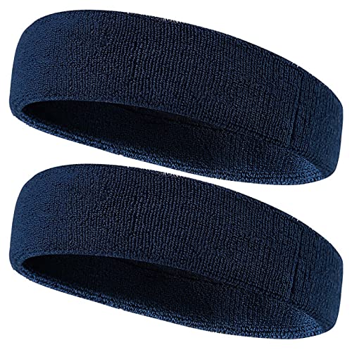 Tennis Dämpfer Lustig Frauen absorbierender schweißableitender Sport-Baumwoll-dicker Flor-Stoff Wweat Proof Gürtel Seide Kopfband (Navy, One Size) von Generisch