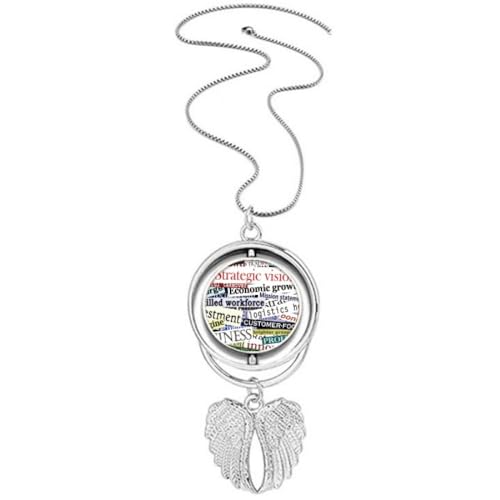 Text Titel Adern Muster Hintergrund Anhänger Engelsflügel drehbare Halskette Schmuck von Generisch