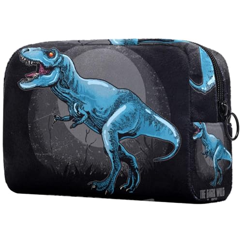 The Dark Wild Dinosaurier-Kosmetiktasche für Damen, Reise-Kulturbeutel, groß, Make-up, praktische Tasche, Organizer-Tasche mit Reißverschluss, multi, 18.5x7.5x13cm/7.3x3x5.1in, Kulturbeutel von Generisch